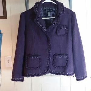 DIALOGUE Women's Acylic/Wool/Nylon Purple Blazer